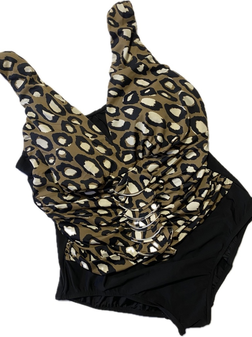 INC International Concepts Black One-Piece Swimwear with Cream Lining